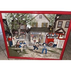 H. Hargrove(Nicolo Sturiano)Sand Lot Baseball Serigraph Oil Painting signed READ